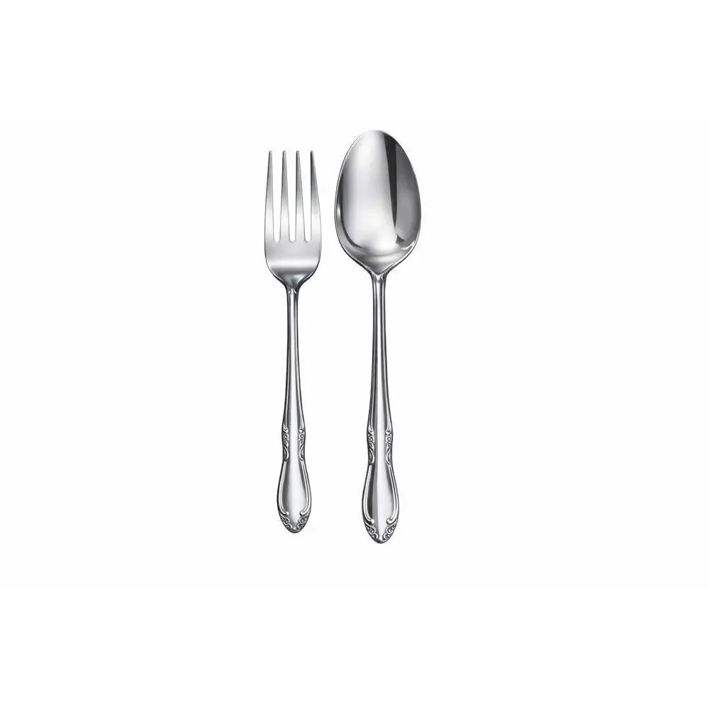 Oneida Stainless Dinner Spoon & Salad Fork Set Scroll Rose Tip Flatware Replace